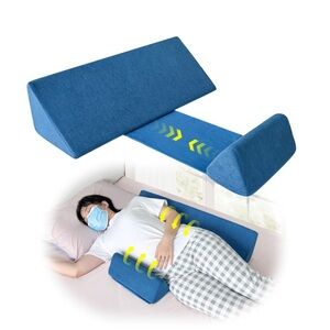 2-1 Ergonomic Body Alignment Pillow Wedge with Leg Bolster BLUE